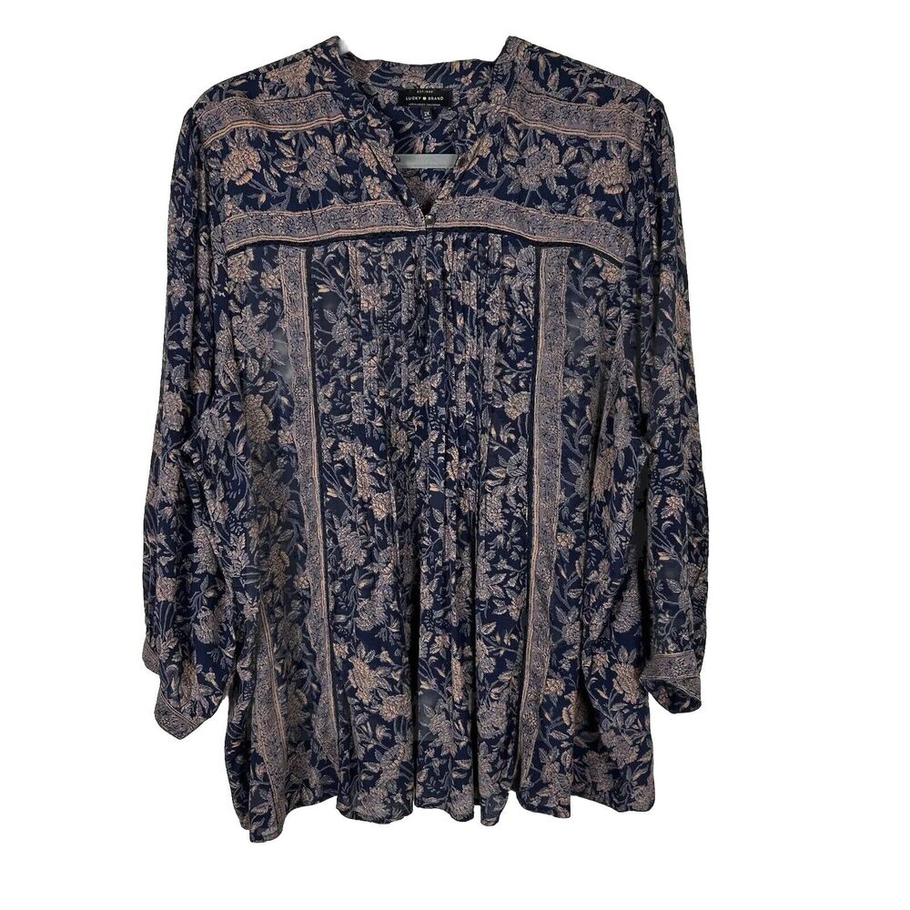 Lucky Brand Tunic 1/4 Button Popover